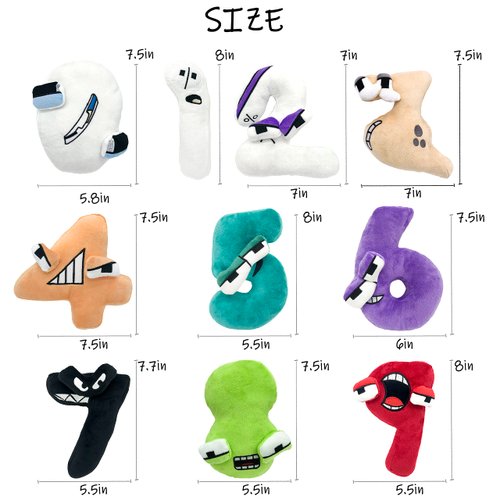 yohica 10PCS Nume Lore Plush Throw Pillow Plush Toy,Nume Plush 0-9 Stuffed Figure Doll for Kids and Adults,Birthday Choice for Fans Gifts