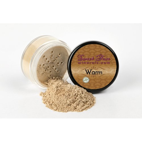 5pc KIT w/FACE BRUSH (WARM Neutral Shade-Most Popular) Mineral Makeup Set Full Size Powder Bare Skin Matte Foundation