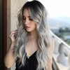 Leuik Long Gray Wigs for Women|Ombre Grey wig for Black Women|Synthetic Wigs for Women 23inch