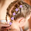 20Pcs Purple Small Flower Hair Clips for Women, Mini Flower Clips for Hair Flower Hair Pins Wedding Hair Accessories for Women Girls