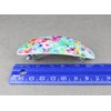 Aqua pink green barrette floral oval plastic curved hair clip 3.25 inches long 1.25 inches wide flowers