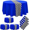 Oudain Cars Birthday Party Supplies Racing Party Decorations Round Racing Tablecloth Checkered Flag Table Covers Road Plastic Table Cloth, 1950s Disco Dancing Party Tablecloth (Dark Blue,3 Pcs)