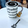Guitar Novelty Mug Unique Musical Gift Coffee Cup with Cool Music Themed Lid & Guitar Handle Design & Guitar Spoon, Great Gifts for Music Teacher, & Guitar Lovers for Holidays, Fathers Day, Men, Women