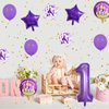 32 Inch 1 Balloon Number, Purple Balloons, Purple Confetti Latex Balloon Foil Balloons Mylar Balloons Number 1 Balloons for Anniversary Supplies Kids Birthday Party (Purple, 1)