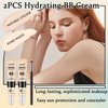 2PCS Hydrating BB Cream,Full Coverage Concealer Liquid Foundation for All Skin Types,Face Sunscreen SPF 50 PA++++ Long Lasting Moisturizing Oil Control Foundation Makeup Brush Set（Ivory & Natural）