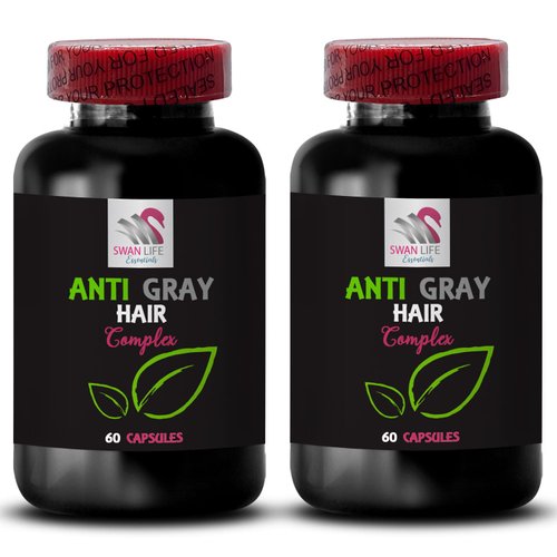 Anti gray hair - ANTI GRAY HAIR COMPLEX - Youthful hair, Color brilliance renewal, Gray reduction, Anti gray hair vitamins, Dynamic hair color, Color enhancement care, Luminous hair color 2Bot 120Caps