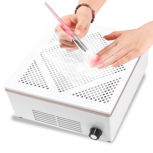 heemeei Nail Dust Collector, 60w Professional Nail Fan Dust Collector Vacuum with Reusable Filter and Cleaning Brush, Nail Dust Collector for Nail Drills Nails Tech Acrylic Gel Nails Polishing(White)…