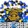 LXlucktim Police Birthday Party Supplies, 159 Pcs Police Cars Party Decorations for Girl Boy Baby - Backdrop, Cake, and Cupcake Toppers, Balloons, Cupcakes Wrappers, Hanging Swirls
