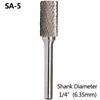 SA-5 Tungsten Carbide Burr Rotary File Cylindrical Shape Double Cut for Die Grinder Drill Bits 1/4'' Inch Diameter of Shank and 1/2'' Inch Diameter of Cutter 1'' Inch Cutter Length
