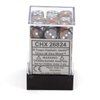 Chessex DND Dice Set D&D Dice-12mm Gemini Copper, Steel, and White Plastic Polyhedral Dice Set-Dungeons and Dragons Dice Includes 36 Dice – D6 (CHX26824)