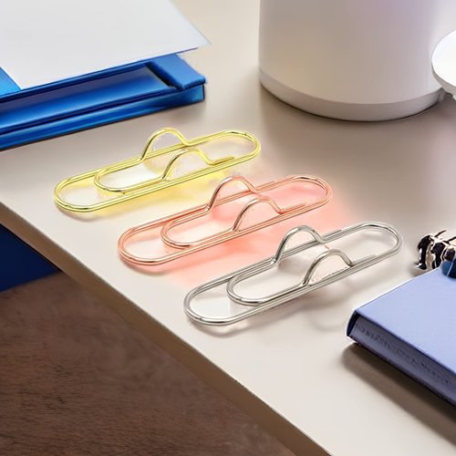 NELJIBEHU Metal Pen Clips in Gold/Silver/Rose Gold - Pack of 12 Paperclip Pen Holders for Notebooks and Papers, Metal Pen Clip Holder and Pen Holder Clip Included