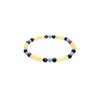 Genuine Amber Bracelet From Baltic Sea Made with Elastic Band Unpolished Lemon Aquamarine & Violet Agate 18 cm (7.1 Inches).