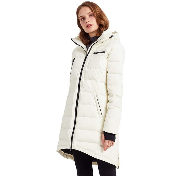 Orolay Women's Down Jacket Coat Mid-Length White L