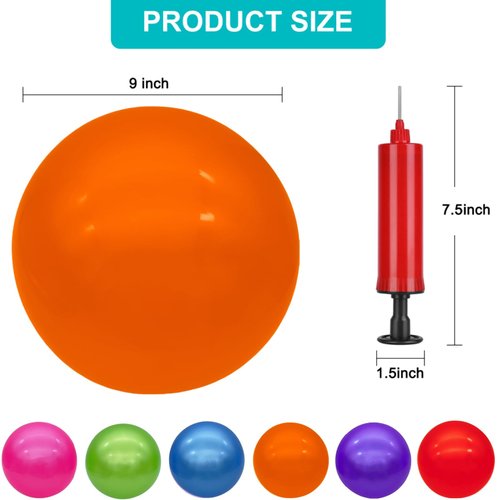 GCQJOQ 3 Pcs 9 Inch Inflatable Bouncy Balls with Hand Air Pump for Indoor Outdoor Play Balls (Pink, Purple, Orange)
