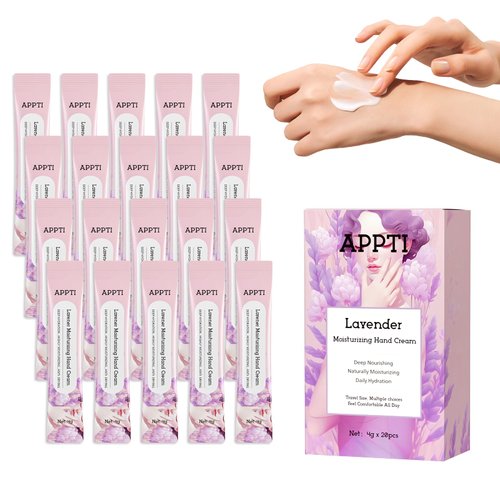 APPTI Moisturizing Hand Cream, Relieves and Repairs Hand Lotion, Travel Size Hand Cream, Lavender Fragrance, Pack of 20