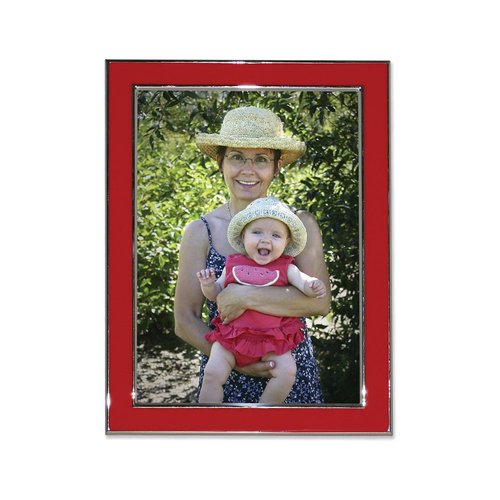 Lawrence Frames Silver Plated 8 by 10 Metal with Red Enamel Picture Frame 8x10