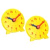 PATIKIL 4 inch Teaching Clock, 2 Pack Learn Clock Learning Tell Time Analog Clock Demonstration Clock 24 Hour 2 Pointers for Classroom Teacher, Yellow