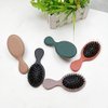 Boar Bristle Mini Hair Brush Travel Detangling Paddle Brush for Curly Fine Straight Natural Tangled Hair, Anti-frizz Detangler Brush Styling Hairbrush for Women Men, Boar Nylon Mixed Bristle Brush