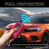 Car Key Fob Case, Double Zipper Genuine Leather Protection Key, Universal Premium Car Key Fob Case, Metal Hook and Keyring with Transparent Window for Men Women (Rose red)