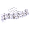Alilang Silvery Tone Crystal Rhinestone Simulated Pearl Bar Bridal Hair Comb
