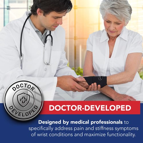 Dr. Arthritis Doctor Developed Copper Wrist Brace/Wrap for Carpal Tunnel Support, Splint Brace -F.D.A. Medical Device & Doctor Handbook-Night Support for Women Men-Right & Left hands (Single)