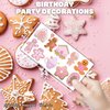 100 PCS Funny Pink Gingerbread Temporary Tattoos Sticker Birthday Gingerbread Man House Cookie Candy Christmas Party Decorations Supplies Favors Boys Girl Cute Fake Tattoo School Reward Themed Winter