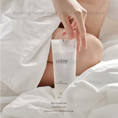 LAGOM Cellup Gel To Water Cleanser, Jelly - Morning Cleanser-Daily Face Wash with Acacia Seed Omega-3 Gentle Hydrating Herbal Facial Cleanser for All type of Skin 7.44 Fl Oz