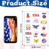 64PCS Veterans Day Temporary Tattoos, Patriotic Party Face Body Decor, American Flag Fourth of July Long Lasting Tattoo Stickers for 4th of July Parade and Gathering Accessories, Thank You Veterans