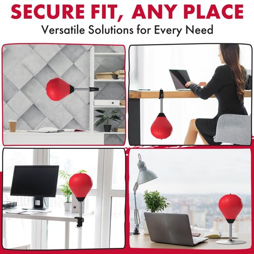 GLACIAL Stress Relief Desktop Punching Bag I Comes with Desk Clamp and Extra Strong Suction Cup I Red