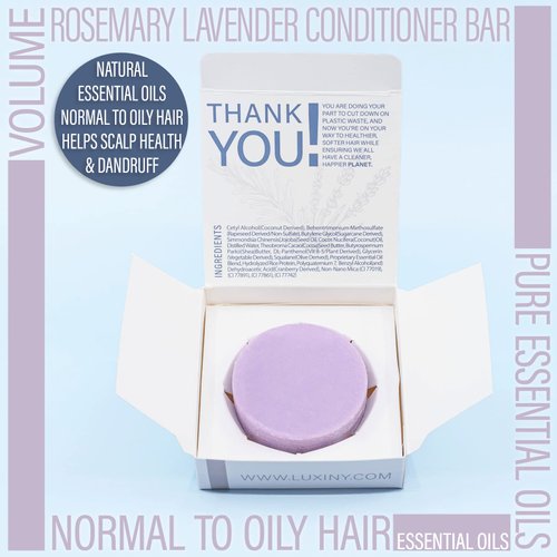 Luxiny Natural Conditioner Bars for Hair, Made in USA, a Sulfate Free Conditioner Bar for up to 70 Uses at Home or as a Travel Conditioner – Normal to Oily Hair, 50g (Rosemary Lavender)