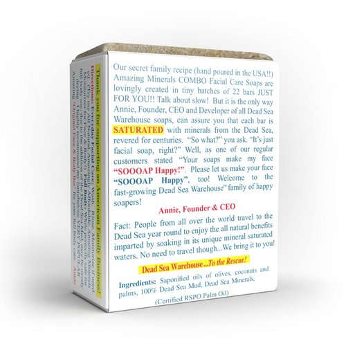 Dead Sea Warehouse – Amazing Minerals Combo Facial Care Bar – 3.5 OZ – Dead Sea Salt & Mud Soap – All Natural – Combination Skin Cleanser – 4-Pack