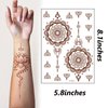 Henna Tattoos 6 Sheets Brown Henna Temporary Tattoo Stickers Waterproof Sexy Fake Tattoos Brown Henna Tattoos Sticker for Women Girls DIY on Body Face Arms Legs Decoration