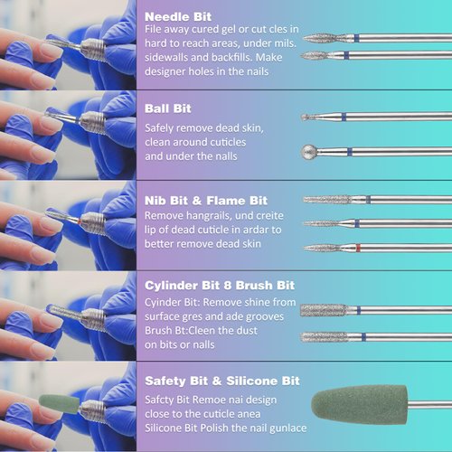 10Pcs Nail Drill Bit Nail Bits Forelectric Nail File Russian Manicure Nail Drill Bits Cuticle Remover Nail Products For Manicure Pedicure Home Salon Manicure People For Nail Tech
