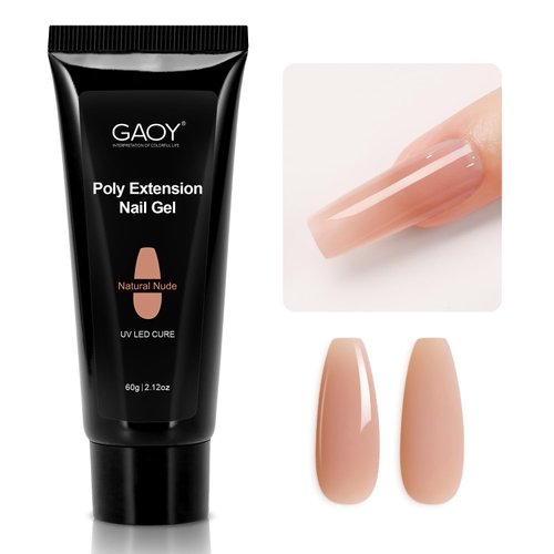 GAOY Poly Gel, 60g Nail Extension Gel, Natural Nude Builder Gel Nail Enhancement Gel for Beginner & Professional Nail Art Salon DIY at Home