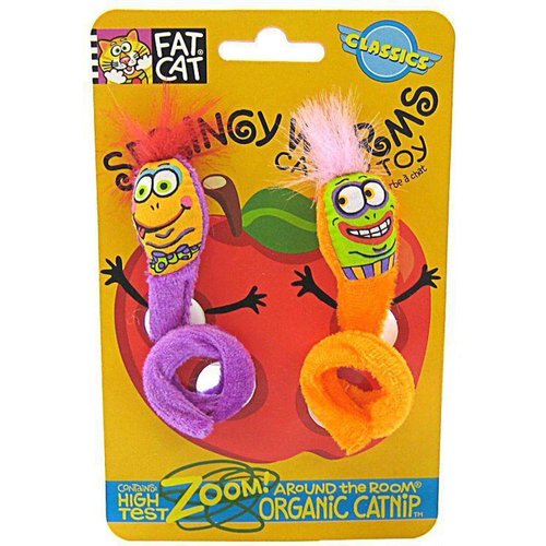 Bamboo FAT CAT 650037 Classic Springy Worms Cat Toy - 1 pack 2 count