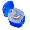 KISEER Denture Bath Case Cup Box Holder Storage Soak Container with Strainer Basket for Travel Cleaning (Blue)