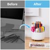 Marbrasse Desk Organizer, 360-Degree Rotating Pen Holder for Desk, Desk Organizers and Accessories with 5 Compartments Pencil Organizer, Art Supply Storage Box Caddy for Office, Home （White）
