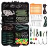 Carp Fishing Tackle Kit – 225pcs Carp Fishing Hair Rig Boilie Stops Carp Hooks Swivels Tube Sleeves Clips Carp Bait Rig Fishing Equipment