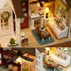 TuKIIE DIY Miniature Dollhouse Kit, 1:24 Scale Wooden Mini Christmas Doll House Accessories with Furniture for Kids Teens Adults(Happy Times)