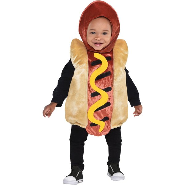 Mini Hot Dog Costume - Multicolor Tunic & Hood Set for Baby (6-12 Months) | Adorable & Unique Halloween & Party Outfit