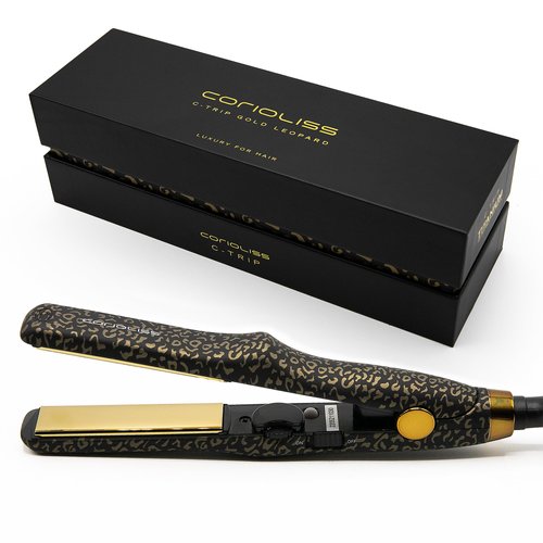 CORIOLISS C Trip Mini | Hair Straighteners for Women | Titanium| Flat Iron | Professional with Temperature Control (Leopard Gold Soft Touch)
