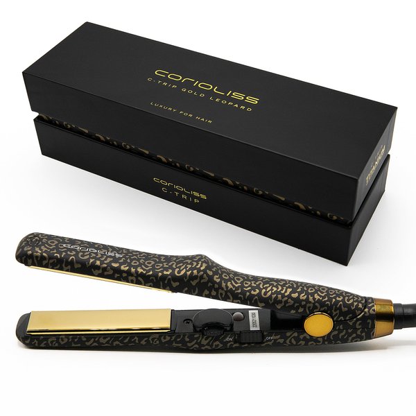 CORIOLISS C Trip Mini | Hair Straighteners for Women | Titanium| Flat Iron | Professional with Temperature Control (Leopard Gold Soft Touch)