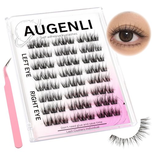 Self-adhesive Natural Lash Clusters Extensions with Tweezers Kits Anime Eyelash Extensions D Curl Wispy Manga Eyelash Clusters Eyelash Extensions Manhua Individual Lashes (H103, 8-12mm)