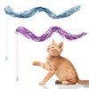 QXUJI 2PCS Cat Wand Toy, Interactive Cat Toy with Shiny Tassel and Loud Jingle Bell, Crystal Beaded Crown Cat Feather Replacements for Indoor Cats Kitten Play Chase Exercise, 26 Inch Long