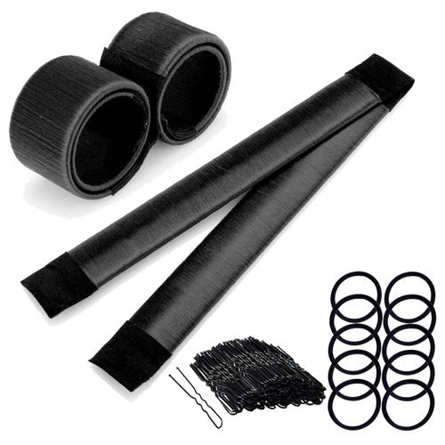 Hair Bun Maker, French Twist Hairstyle Tool DIY Women Girls Donut Doughnuts Hair Crown Shapers (2 Pack, Small Size, Black)