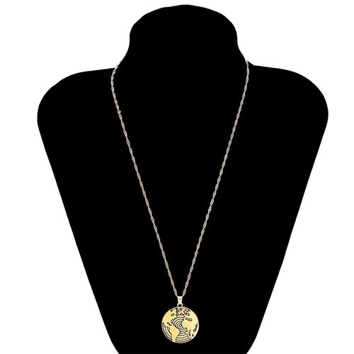 Olbye Medallion Pendant Necklace Gold Map Necklace Choker Minimalist Necklace Jewelry for Women and Girls