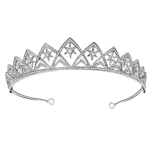 Beaupretty Crystal Wedding Crown Star Tiara Silver Bridal Headdress Rhinestone Headband Christmas Tiara Wedding Pearl Hair Accessories For Women Girls Wedding Christmas Party Prom