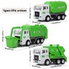 FIVEDAOGANG Garbage Truck Toy, 3 Pack Friction Powered Waste Management Garbage Truck Game with Front Load Dumpster, Back Dump Garbage,4 Trash Bins with 108 pcs Trash Cards, Gift for 3+ Years Old Kids