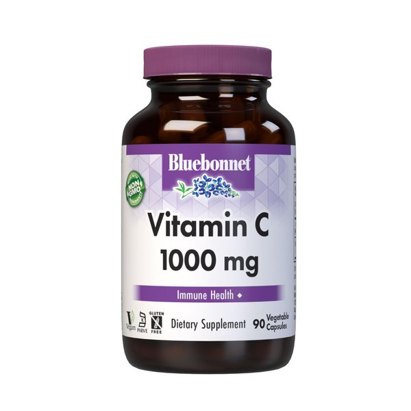 Bluebonnet Nutrition Vitamin C 1000 mg Vegetable Capsules, Ascorbic Acid, For Immune Health & Skin Health, Vegan, Vegetarian, Non GMO, Gluten Free, Soy Free, Milk Free, Kosher, 90 Vegetable Capsules