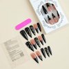 ANDGING Black Press on Nails Long Stiletto French Tip Fake Nails with Gold Moon Star Design Glue on Nails for Women Acrylic False Nails Stick on Nails Manicure Press on Nail for Wedding 24Pcs